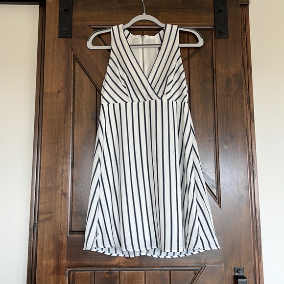 Teeze Me White with Navy Stripe Mini Dress - Picture 2 of 5